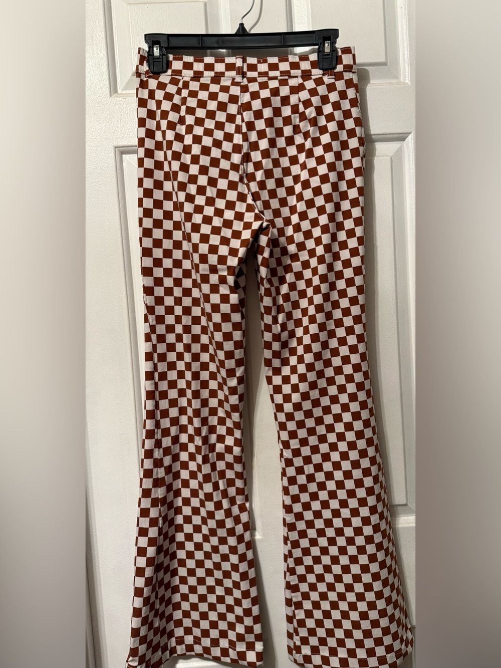 Hollister Checkerboard Flare Pants Brown Ivory High Rise Y2K Small - Picture 4 of 9